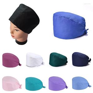 Beanie/Kafatası Kapakları Unisex Pamuk Gri Siyah Scrubs Şapka Ayarlanabilir İş Karikatür Sevimli Baotou Cap Baskı Baskı Scrub Sold Color1 Eger22