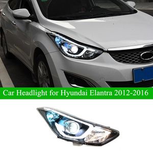 Hyundai Elantra Far Montajı için LED Gündüz Kafa Işığı 2011-2016 Dinamik Turn Sinyal Yüksek Kiriş Lens Otomatik Aksesuarlar