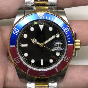 Orologio meccanico automatico da uomo 44mm blu cerchio rosso vetro zaffiro multicolore Orologi da polso