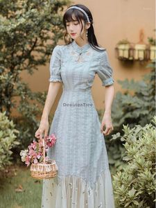 Seksi Dantel Çin Elbise Kadın Retro Qipao Uzun Cheongsam Elegantes Geleneksel Modern Etnik Giyim