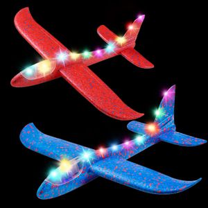 Led Flying Toys Flashing Luminous Glider Plane 2 Flight Mode Acrobatic Superb Charming Shining Foam Airplane Can Fly at Night For Kid ampsZ