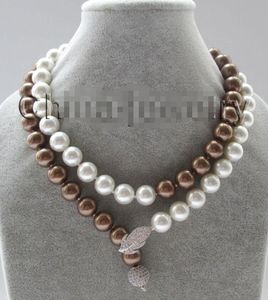 Catene 32 pollici 12 mm bianco grigio perfetto rotondo collana di perle di conchiglia del mare del sud - argento catene
