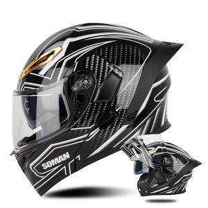 Personalità del casco del motociclo Doppia lente Full Face Capacete Locomotiva Mezzo Casco Retro capacete