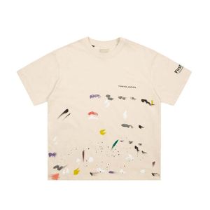 Sommar Japan Splash Bläck Handmålade Skriv ut T-tröja Män Kvinnor Mode Tee Street Casual Bomull Tshirt