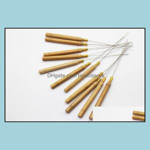 Hook Needles Hair Accessories Tools Products Wooden Handle Pling For Micro Rings/Loop Beaded Extensions Iron Wire Threader Extension Drop