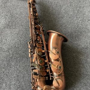 Hochwertiges Retro-Eb-professionelles Altsaxophon aus Kupfermaterial, antik gebürstetes Handwerks-Altsaxophon, das Musikinstrument spielt