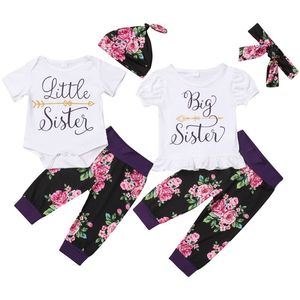 Citgeett född baby flickor barn syster romper topp blomma byxor leggings outfits sommarkläder 220531