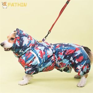 Fathin Welsh Corgi Dog Waterproof Dog Coat Jumpsuit Pet Clothing Raincoat Dog Clothes With Reflective Strip L-6L For Large Dogs 201015