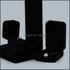 Jewelry Boxes Packaging Display Square Shape Veet Holder Black Color Box For Pendant Necklace Br Dhurn