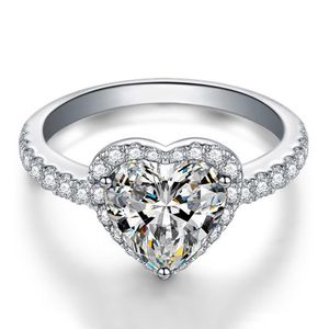 3 kolory Heart CZ Diamentowy obrączka dla kobiet biały różowy żółty kamień Srebrny srebrny podarunek pierścionka z biżuterią detaliczną S235V