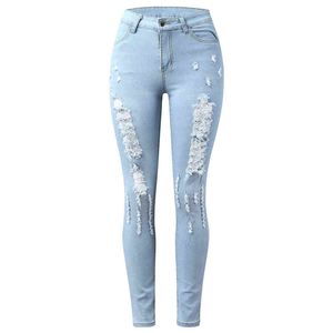 Leggings Dark Jeans Blue Casual Women Medium Classic Tight Pocket Waist Plus Size Pants For 4x L220726