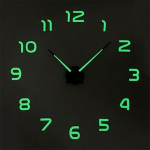 Świetliste zegary ścienne duże zegarek zegarowy Horloge 3D DIY Acryl Mirror Naklejki kwarcowe Duvar Saat Klock Modern Mute Wall Clock 210325