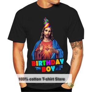 Męskie koszulki urodzinowe chłopiec świąteczny T-shirt śmieszne Jezus Xmas parodia męskie lady dzieci top l345