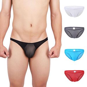 Cuecas cuecas de roupas íntimas masculinas Bulge Big Penis Bolsa Men Sexy Ice Freamless Ice Silk Macho Panties Low Rise Underpants Underpantes