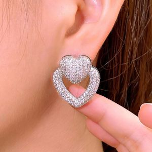 INS Orecchini a cuore in rame caldo Designer Rose White AAA Orecchini con zirconi cubici Oro 18 carati Argento Orecchini sudamericani Gioielli per le donne Regalo per ragazze Alta qualità