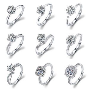 Nachahmung Moissanit Ring Weibliche Ins Silber S925 Ring Fassung Krone Sechs Klaue 1 Karat Zirkon Ring Diamant