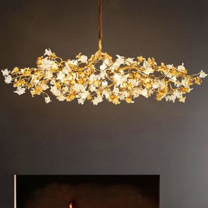 Lustres de cristal de cobre Luzes pendentes LED LED LED MODERNO GLAZE CHANDELIER AMERICANO AMERICANO HANING Lâmpadas Lâmpadas Românticas Européias Dia100cm