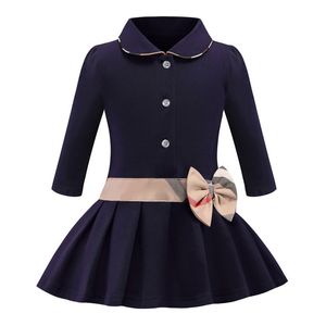 Autumn New Orvival Dzieci 2022 Odzież Dziewczyna z długim rękawem Sukienka księżniczka Casual Wear Bow Baby Children's 2-7 Year Fashion