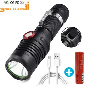 New LED Flashlight USB Rechargeable 18650 Battery High Quality Single Switch Mode ON/OFF XM-L2 U3 Zoomable Waterproof Torch Lantern