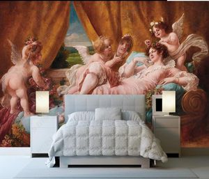 Custom living room bedroom wallpaper rolls for walls Home Little angel oil painting background wall bedroom decoration