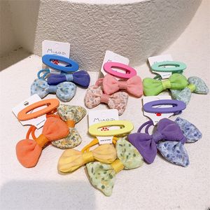 3 Pcs New Korean Sweet Girl Simple Fabric Floral Bow Rubber Band Hair Rope Fashion Cute Children's BB Clip Hair Accessories