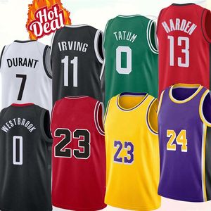 Jerseys de basquete 7 Durant 11 Irving 13 Harden 3 Wade 22 Butler 0 Westbrook Tatum 23 Maillot de Basket