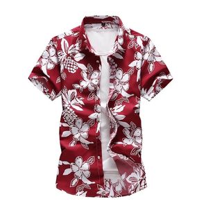 Summer New Men's Shirt Casual Short Hides Turndown Collar Flowers Print Black Shirt Big Size 5xl 6xl 7xl 210412