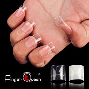 100pcs 500pcs Ustaw palec French Fałszywe fałszywe akrylowe końcówki paznokci pół osłony trumna UV Manicure Manicure Clear Use to Eazy w domu 220716