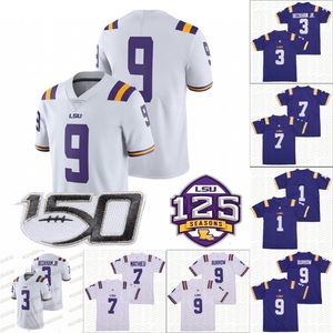 CeoA3740 125TH College Football Jerseys 9 Joe Burrow 3 Odell Beckham Jr. 7 Grant Delpit 1 Kristian Fulton 1 Chase White Purple Jerseys