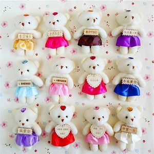 12CM Plush Bow Bears Toy Doll Small Pendant Cartoon Bouquet Bear Dolls Toys Girl Valentine Gifts Wholesale For Kids