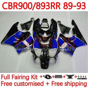 Body Kit For HONDA CBR 893RR 900RR CBR893 CBR 900 893 RR CC 89-97 Bodywork 119No.11 893CC CBR893RR 89 90 91 92 93 CBR900RR 1989 1990 1991 1992 1993 Fairing blue black