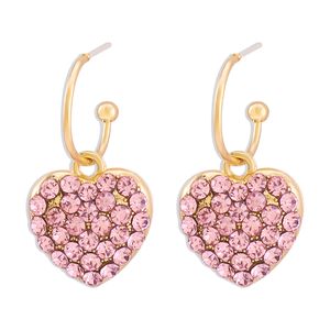 New Designer Charm Earring Full Color Luxury Crystal Rhinestone Heart Gold Plated Hoop Earrings For Women Girl Lover Gift