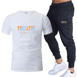 2022 Nowa marka Trapstar Tracksuit Męskie letnie zestawy wypoczynkowe T-shirt i spodnie Dwa kawałki swobodny dres męski sportowy odzież Suit Spit Suit
