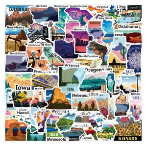 52pcs Bunt schöne USA Staaten Karte der America Stickers National Park Sticker Graffiti Kinder Spielzeug Skateboardauto Motorradfahrradaufkleber Aufkleber Abziehbilder