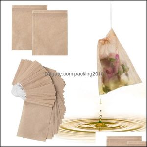 100Pcs Lot Tea Filter Bags Natural Unbleached Paper Bag Disposable Infuser Empty Pouch With Dstring Drop Delivery 2021 Coffee Tools Drinkw