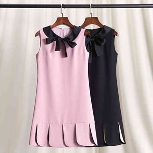 Wholesale baby look style for sale - Group buy Casual Dresses Bow tie lace up baby collar sleeveless dress women look thin academic style sweet temperament short skirt Ruffle hem
