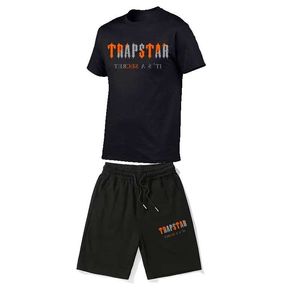 Summer Trapstar tryckt tvåstycken Mens bomull Kort ärm T -skjorta Shorts Mens Casual Sportswear Set S2XL 220618