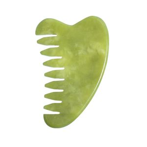 Pente de massagem facial gua sha, ferramentas artesanais de beleza, pedra de jade real gua sha, ferramenta de massagem para raspagem de cabeça, cuidados de saúde