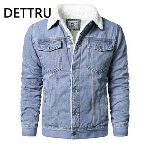 Men Light Blue Jean Jackets Casual Denim Coats New Men High Quality Wool Liner Thicker Winter Denim Jackets Warm Coats Size 6XL L220706