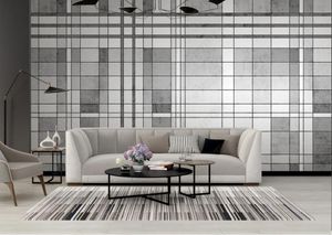 Benutzerdefinierte Papel de Parde 3d Tapeten moderne minimalistische schwarz -weiße graue Plaid Hintergrund Wohnzimmer Schlafzimmer Sofa Hintergrund Wandkleher Aufkleber