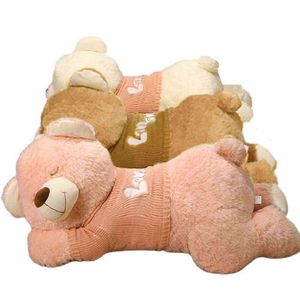 CM -jätte stickade tröjor Teddy Bear Cuddle fylld mjuk sovande brun popleksak stor för barn J220704