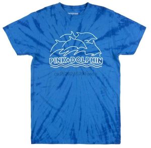Delfín Rosado al por mayor-Camisetas para hombre Pink Dolphin Line Wash T shirt Mens Tie Dye Blue Streetwear Legends Tee NWT