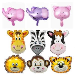 Party Foglio di alluminio Tigre Mini Cartoon Animali Leone Mucca Scimmia Pellicola di alluminio Palloncini Giocattolo per bambini Compleanno Decorazione di nozze LK132