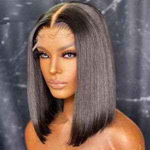 Bone Straight Brazilian Hair 4X1 T Part Lace Wig Remy Bob Human s for Women 8-16 Inches Short 220609