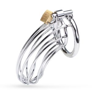 Male Chastity Devices Bondage Stainless Steel Lockable Cock Ring Penis Cage Dildo Cage Sex Toys for Men M500