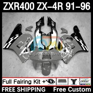 Karosserie-Kit für KAWASAKI NINJA ZXR-400 ZX 4R Verkleidung ZXR 400 CC 400CC Verkleidung 12DH.102 ZX-4R ZXR400 91 92 93 94 95 96 ZX4R 1991 1992 1993 1994 1995 1996 Karosserie grau schwarz