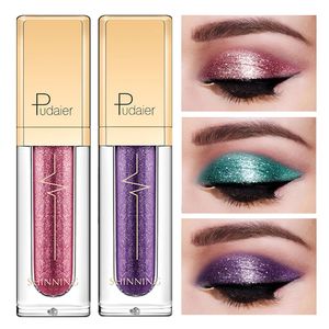 Pudaier Ombretto liquido perlescente 18 colori Glitter oro Ombretto Facile da applicare Trucco Festa impermeabile Festa Bellezza carina