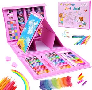 6 208pcs Kinderkinderen S Art Watercolor Pen Set met tekentafel jongens Girls Geschenken Doodle Brush Kids Educatief speelgoed 220722