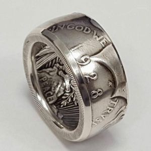 Pierścienie klastrowe Lokomotywa vintage pierścień antyczny ręcznie robiony moneta srebrny kolor dolara różny czas klasyczny biżuteria klaster klaster toby22