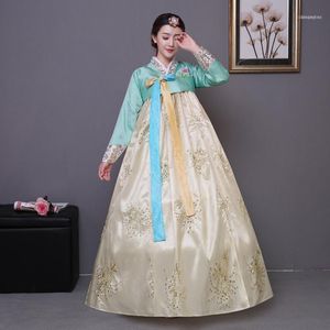 Вышивка Корейский традиционные платья Женщины Hanbok Национальный костюм Performance Costumes1